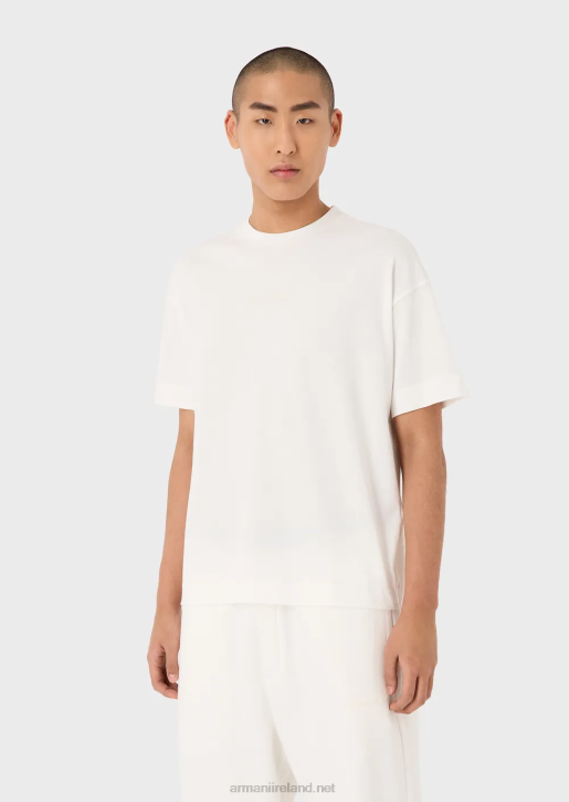Men 086V1632 Heavy-Jersey T-Shirt With Bold Rubberised Logo Armani White
