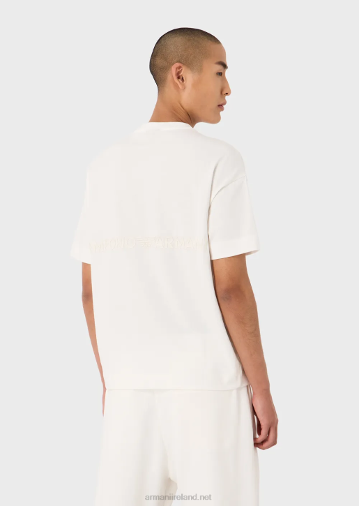 Men 086V1632 Heavy-Jersey T-Shirt With Bold Rubberised Logo Armani White