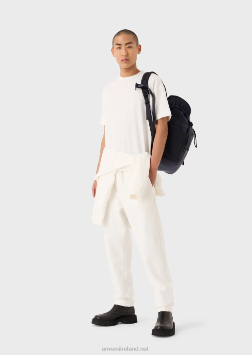 Men 086V1632 Heavy-Jersey T-Shirt With Bold Rubberised Logo Armani White