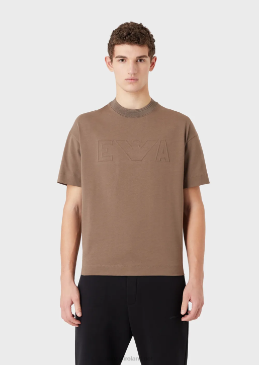 Men 086V1636 Heavy Jersey T-Shirt With Oversized Embossed Logo Trim Armani Dove Grey