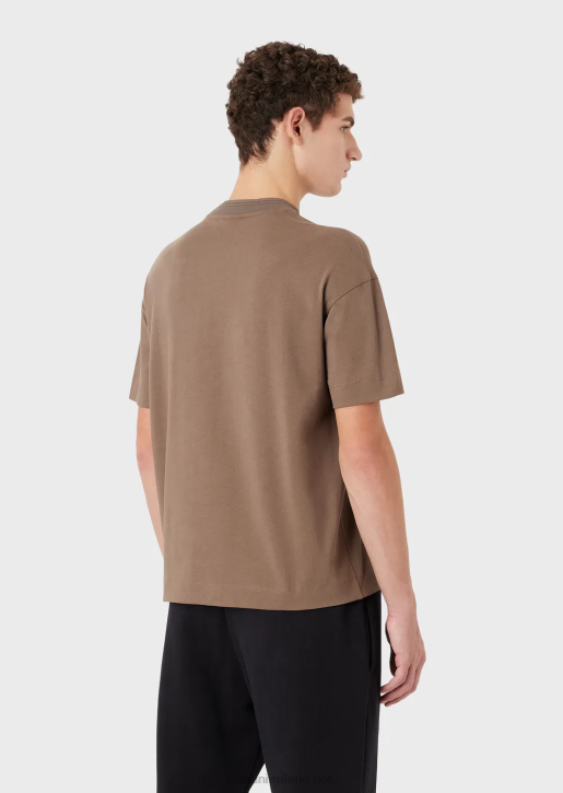 Men 086V1636 Heavy Jersey T-Shirt With Oversized Embossed Logo Trim Armani Dove Grey
