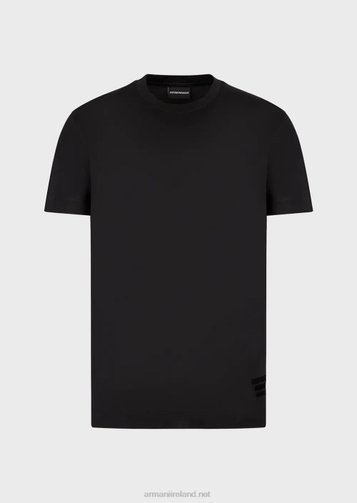 Men 086V1640 Tencel-Blend Jersey T-Shirt With Embossed 3D Logo Armani Black