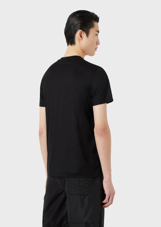 Men 086V1640 Tencel-Blend Jersey T-Shirt With Embossed 3D Logo Armani Black