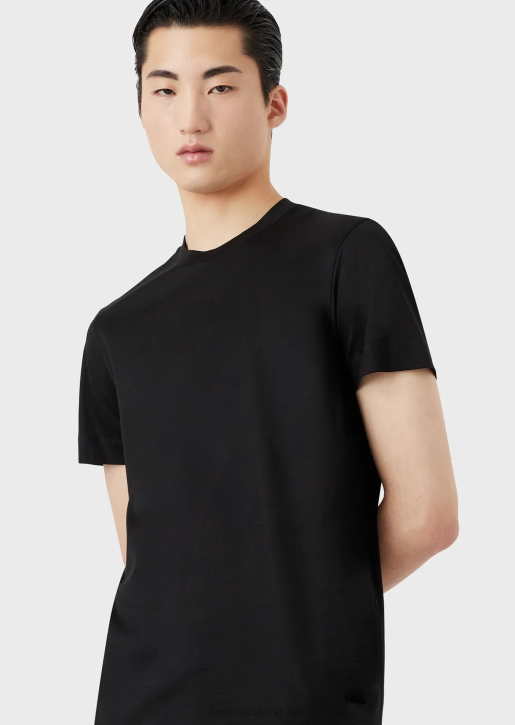 Men 086V1640 Tencel-Blend Jersey T-Shirt With Embossed 3D Logo Armani Black