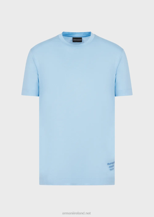 Men 086V1642 Tencel-Blend Jersey T-Shirt With Embossed 3D Logo Armani Azure