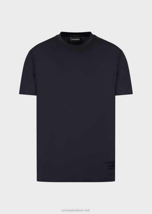 Men 086V1643 Tencel-Blend Jersey T-Shirt With Embossed 3D Logo Armani Navy Blue