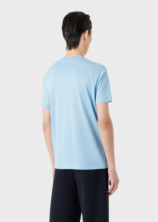 Men 086V1643 Tencel-Blend Jersey T-Shirt With Embossed 3D Logo Armani Navy Blue