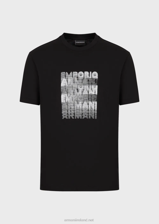 Men 086V1644 Pima Jersey T-Shirt With 80S-Effect Logo Print Armani Black