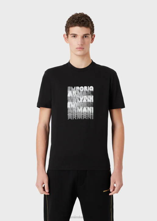 Men 086V1644 Pima Jersey T-Shirt With 80S-Effect Logo Print Armani Black