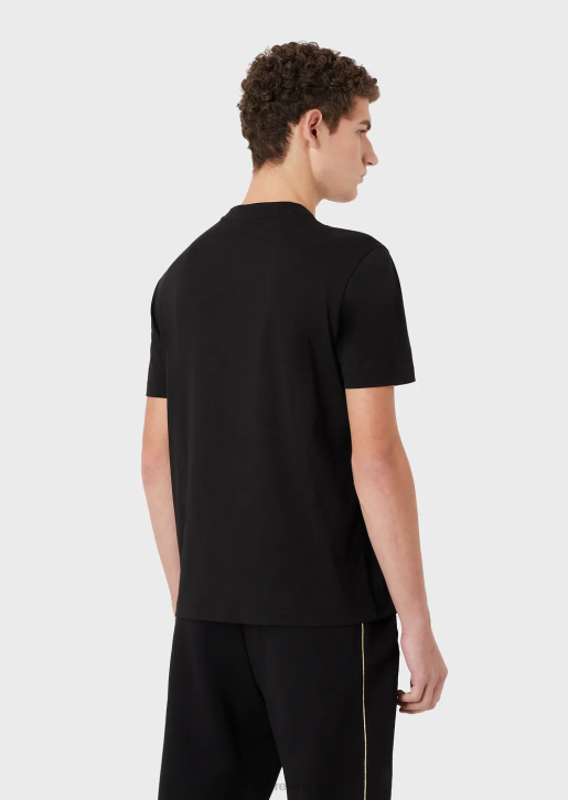 Men 086V1644 Pima Jersey T-Shirt With 80S-Effect Logo Print Armani Black