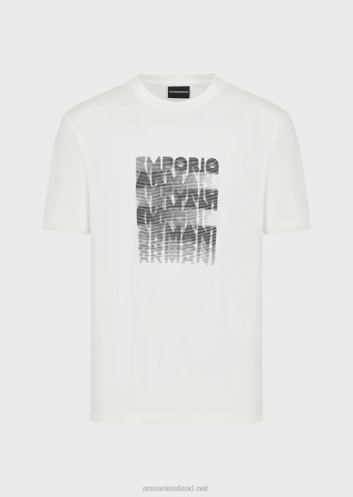 Men 086V1645 Pima Jersey T-Shirt With 80S-Effect Logo Print Armani White