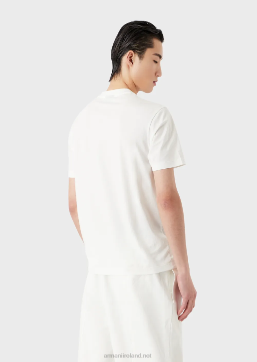 Men 086V1645 Pima Jersey T-Shirt With 80S-Effect Logo Print Armani White