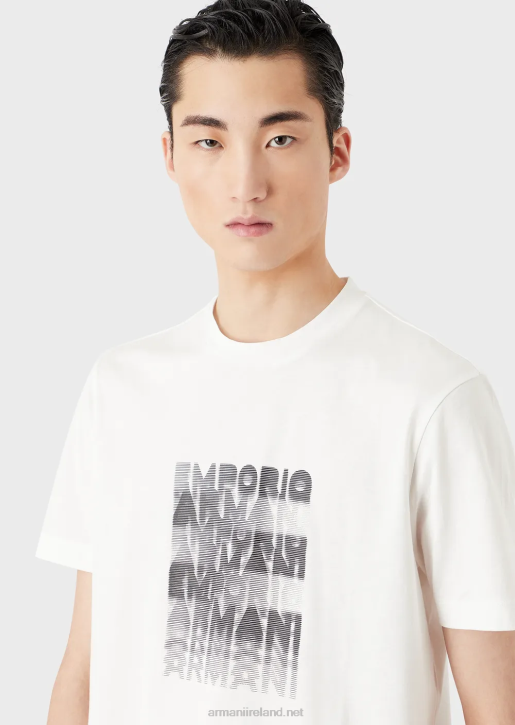 Men 086V1645 Pima Jersey T-Shirt With 80S-Effect Logo Print Armani White