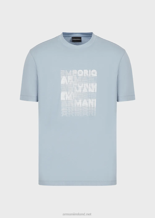 Men 086V1646 Pima Jersey T-Shirt With 80S-Effect Logo Print Armani Azure