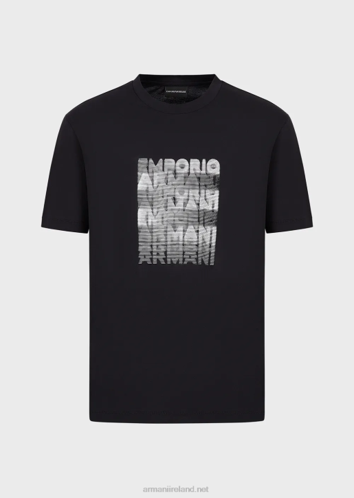 Men 086V1647 Pima Jersey T-Shirt With 80S-Effect Logo Print Armani Navy Blue