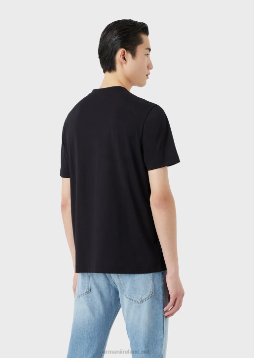 Men 086V1647 Pima Jersey T-Shirt With 80S-Effect Logo Print Armani Navy Blue