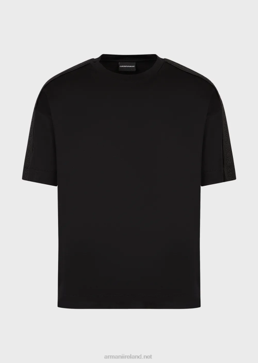 Men 086V1648 Tencel-Blend Jersey T-Shirt With Logo Tape Armani Black