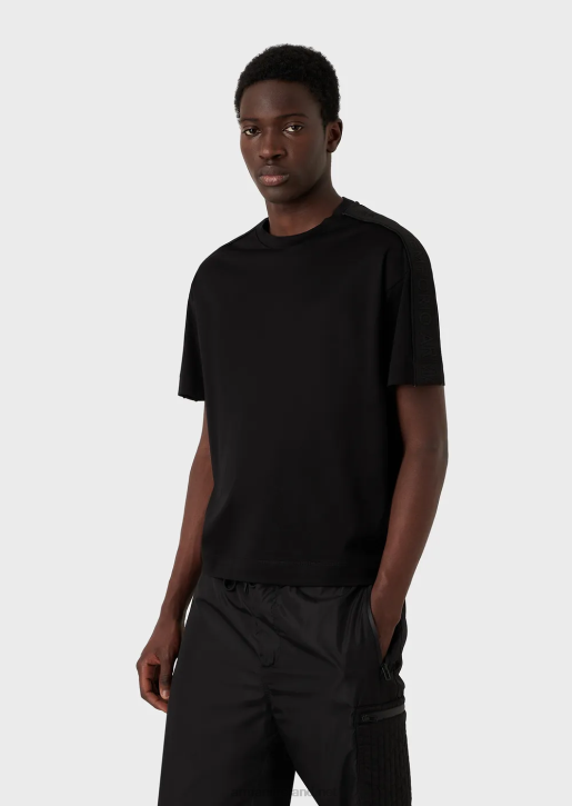 Men 086V1648 Tencel-Blend Jersey T-Shirt With Logo Tape Armani Black