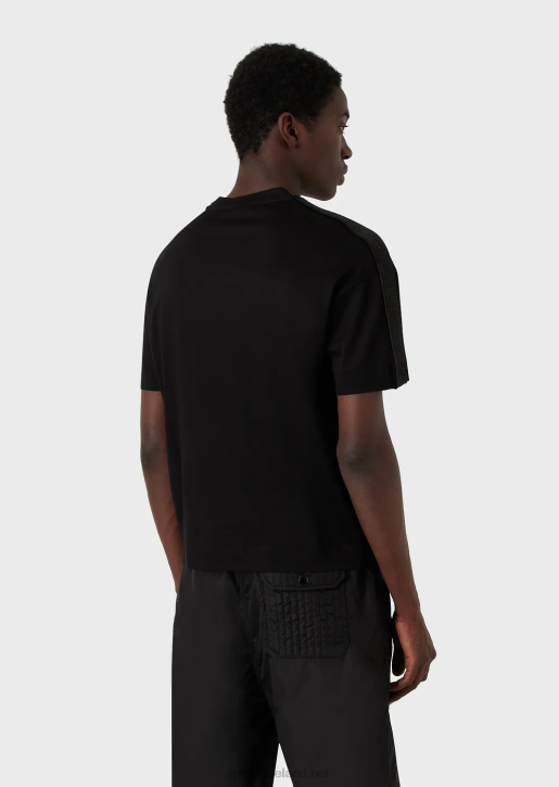 Men 086V1648 Tencel-Blend Jersey T-Shirt With Logo Tape Armani Black