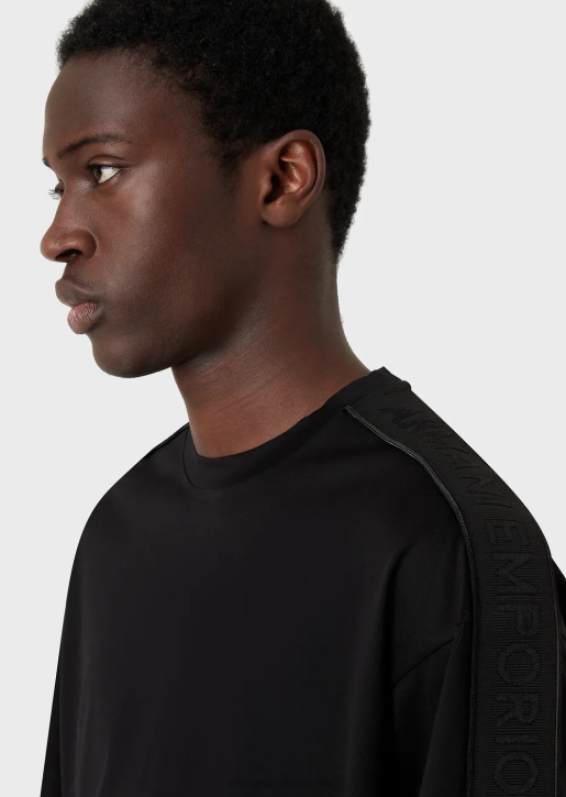 Men 086V1648 Tencel-Blend Jersey T-Shirt With Logo Tape Armani Black