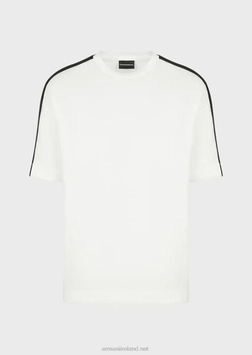 Men 086V1649 Tencel-Blend Jersey T-Shirt With Logo Tape Armani White