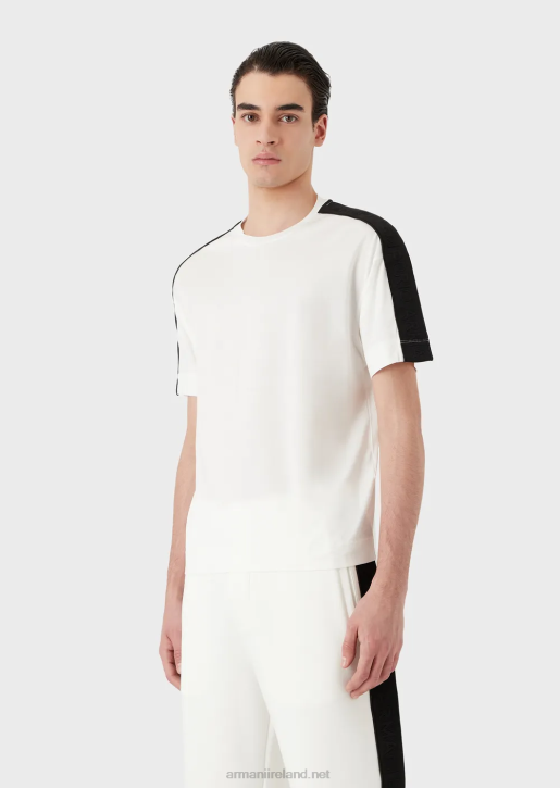 Men 086V1649 Tencel-Blend Jersey T-Shirt With Logo Tape Armani White
