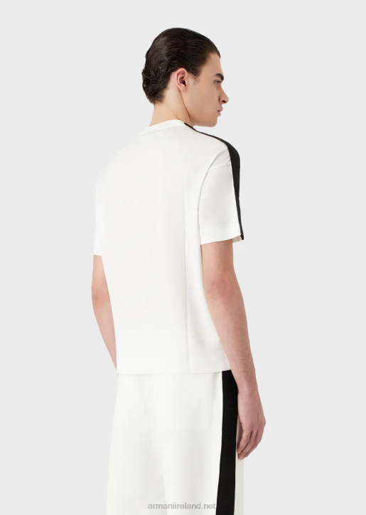 Men 086V1649 Tencel-Blend Jersey T-Shirt With Logo Tape Armani White