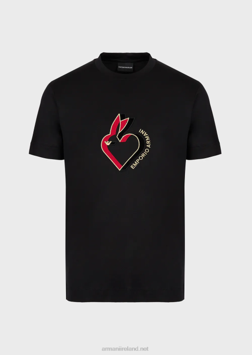 Men 086V1655 Tencel-Blend Jersey T-Shirt With Rabbit Embroidery Armani