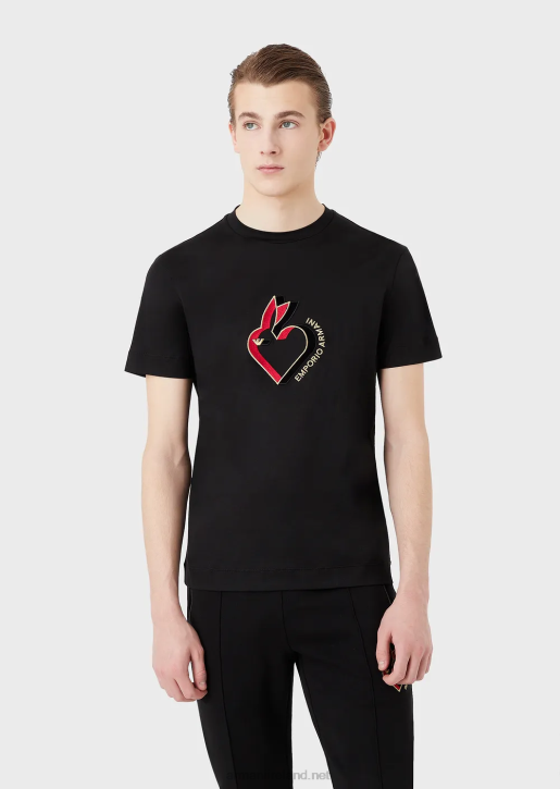 Men 086V1655 Tencel-Blend Jersey T-Shirt With Rabbit Embroidery Armani