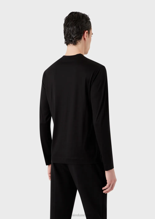 Men 086V1658 Tencel-Blend Jersey Jumper With Rabbit Embroidery Armani Black