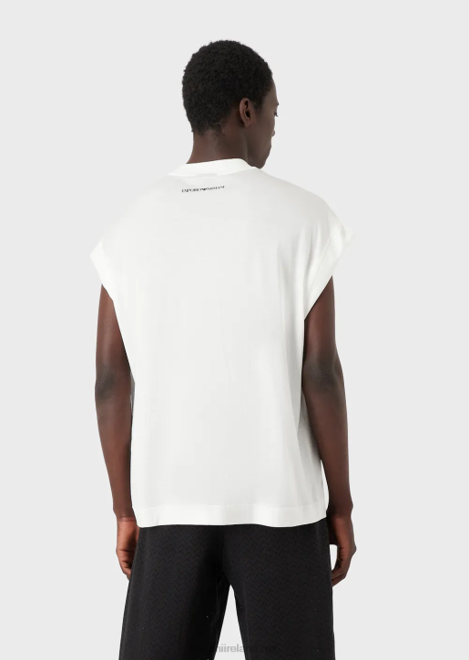 Men 086V1660 Loose-Fit T-Shirt In A Tencel-Blend Jersey With A Macaque Print Armani White