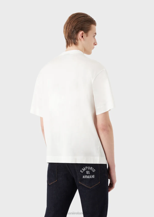 Men 086V1662 Loose-Fit T-Shirt In A Tencel-Blend Jersey Armani White