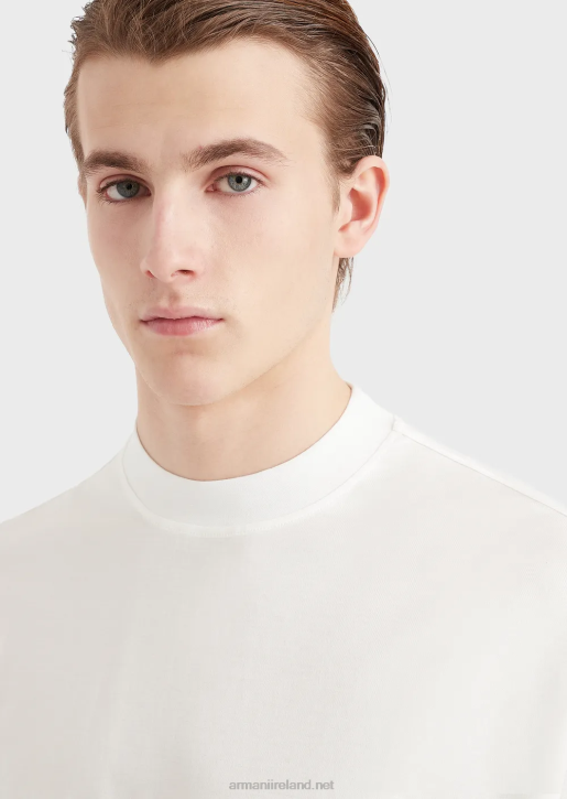 Men 086V1662 Loose-Fit T-Shirt In A Tencel-Blend Jersey Armani White