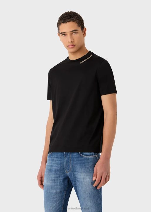 Men 086V1667 Tencel-Blend Jersey T-Shirt With Logo Embroidery On The Neckline Armani White