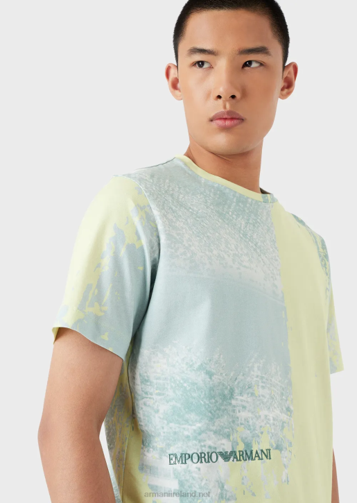 Men 086V1671 Jersey T-Shirt With All-Over City Print Armani Water