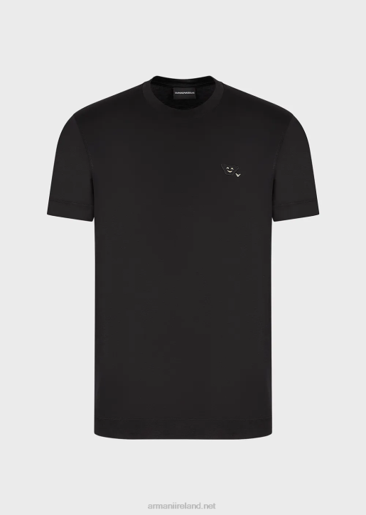 Men 086V1674 Tencel-Blend Jersey T-Shirt With Emoji Patch Armani Black
