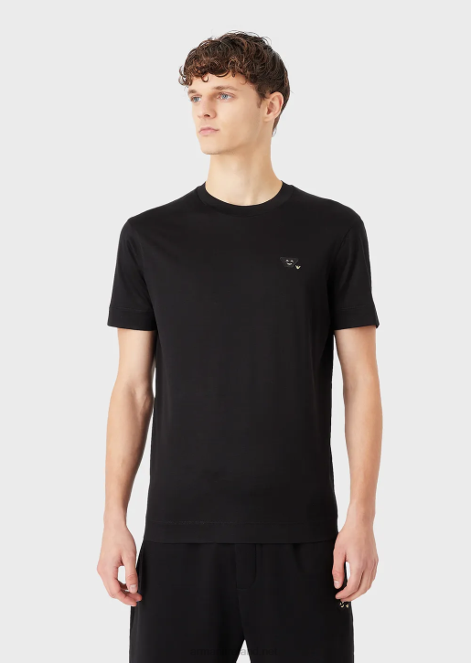 Men 086V1674 Tencel-Blend Jersey T-Shirt With Emoji Patch Armani Black