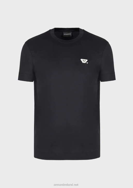 Men 086V1675 Tencel-Blend Jersey T-Shirt With Emoji Patch Armani Navy Blue