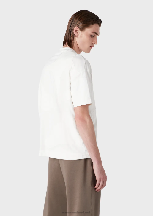 Men 086V1676 Heavy Jersey T-Shirt With Colour-Matched Oversized Camouflage Embroidery Armani White