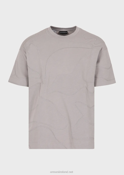 Men 086V1677 Heavy Jersey T-Shirt With Colour-Matched Oversized Camouflage Embroidery Armani Gray