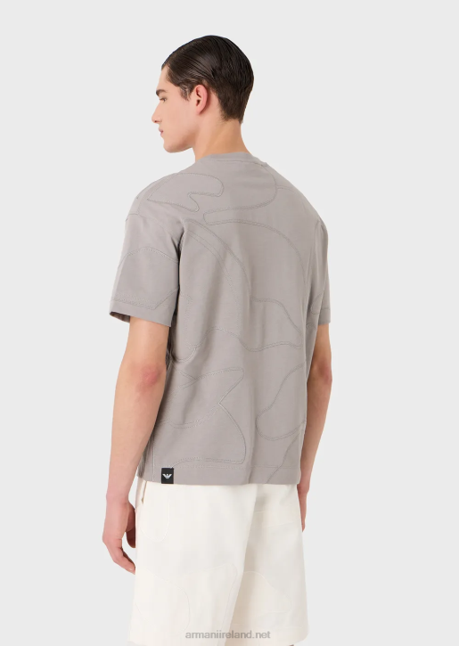 Men 086V1677 Heavy Jersey T-Shirt With Colour-Matched Oversized Camouflage Embroidery Armani Gray