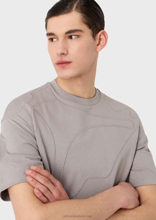 Men 086V1677 Heavy Jersey T-Shirt With Colour-Matched Oversized Camouflage Embroidery Armani Gray