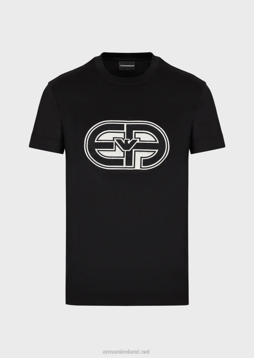 Men 086V1678 Tencel-Blend Jersey T-Shirt With Oversized Ea Patch Armani Black