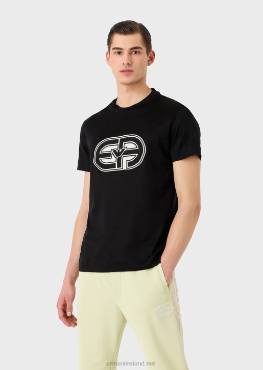 Men 086V1678 Tencel-Blend Jersey T-Shirt With Oversized Ea Patch Armani Black