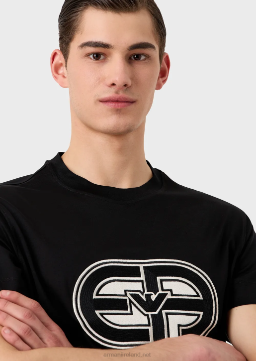 Men 086V1678 Tencel-Blend Jersey T-Shirt With Oversized Ea Patch Armani Black