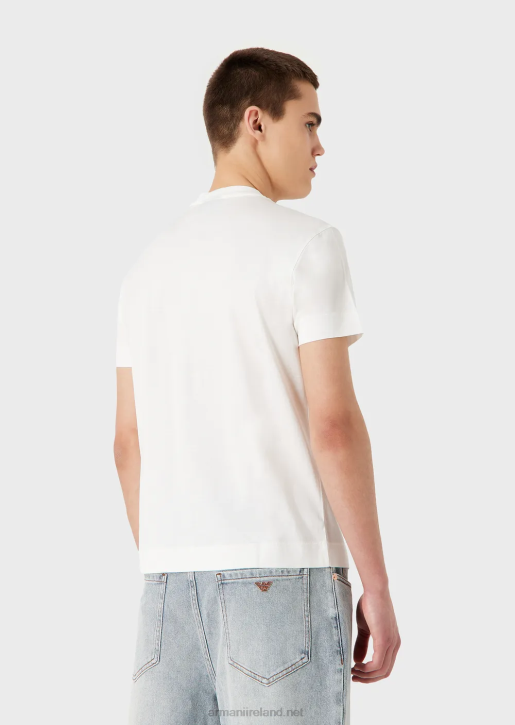 Men 086V1679 Tencel-Blend Jersey T-Shirt With Oversized Ea Patch Armani Milky White