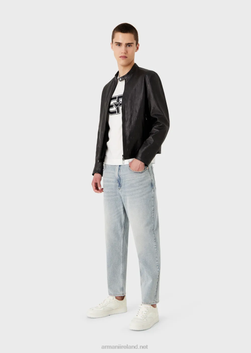 Men 086V1679 Tencel-Blend Jersey T-Shirt With Oversized Ea Patch Armani Milky White