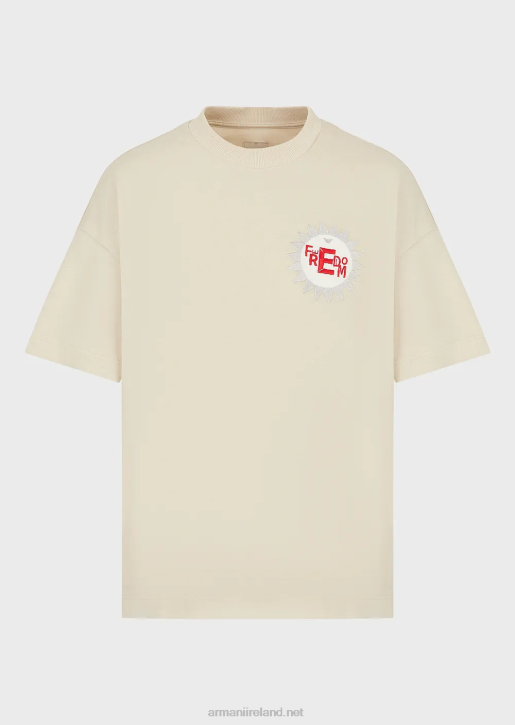 Men 086V1681 Sustainable Collection Organic American Jersey T-Shirt With Patch Armani Light Gray