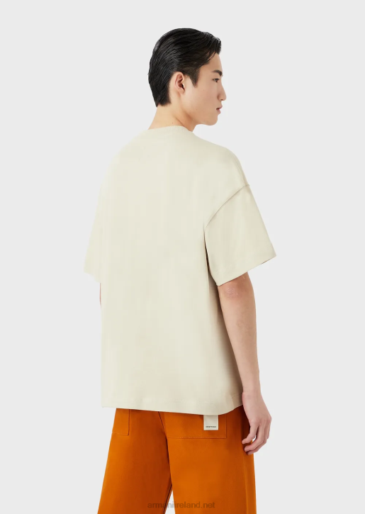 Men 086V1681 Sustainable Collection Organic American Jersey T-Shirt With Patch Armani Light Gray