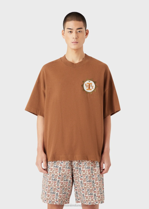 Men 086V1683 Sustainable Collection Organic American Jersey T-Shirt With Patch Armani Beige
